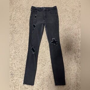Hollister Black Ripped High Rise Skinny Jeans